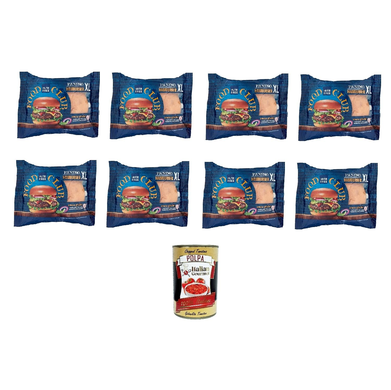 Nutri Free Panino Hamburger XL glutenfrei 100g, 8x100gr + Italian Gourmet polpa 400gr