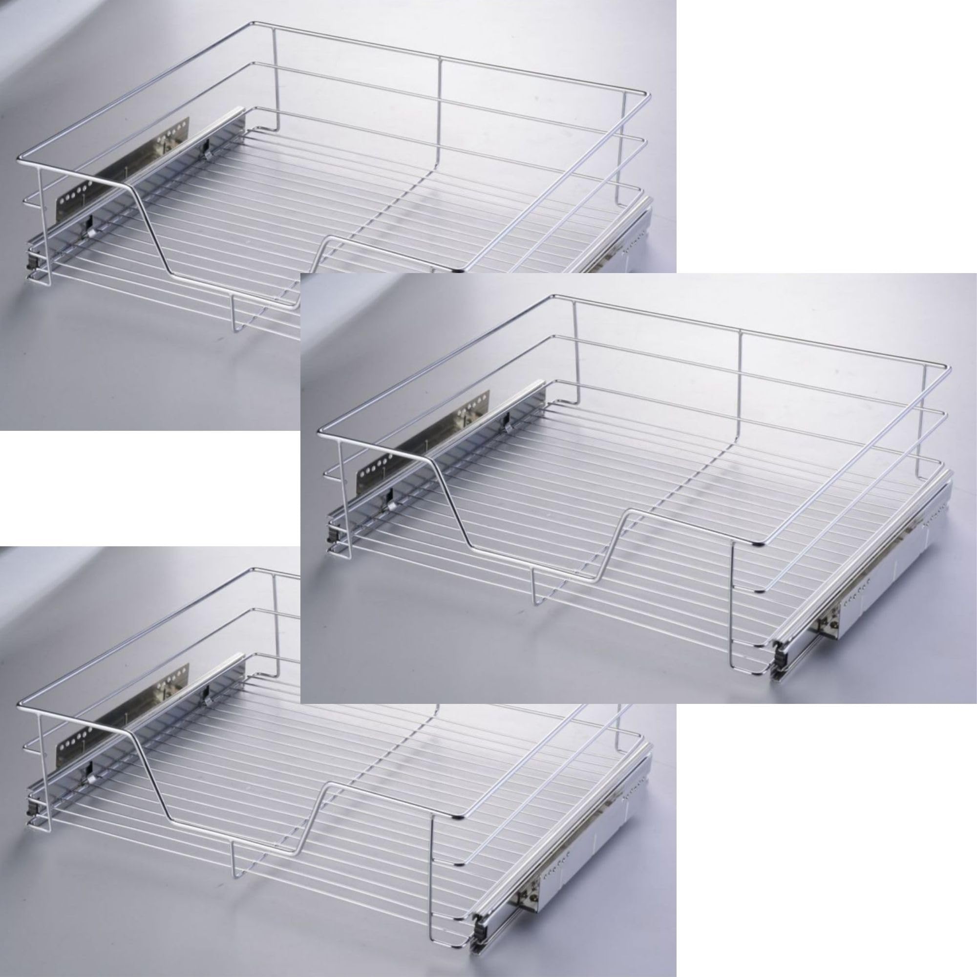 Novaliv 3 STK Teleskop Küchenschubladen 49x44x14cm Nachrüstbare mehr Komfort und Organisation aus hochwertigem Stahl - Teleskopauszug Schubladen Nachrüsten Küche Küchenschubladen