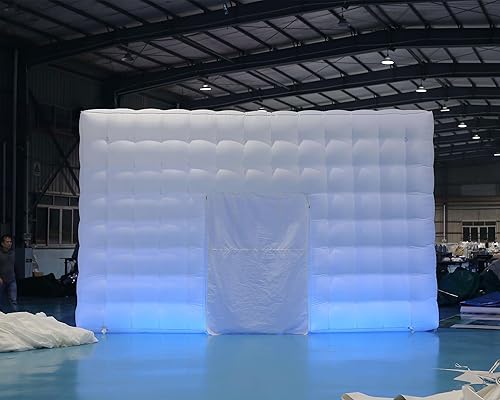 Miniatura 7 de SAYOK Tienda inflable de cubo de aire inflable para fiesta evento espectáculo negociouso privado (blanco, 19.7 x 19.7 x 11.5 pies, con luces)