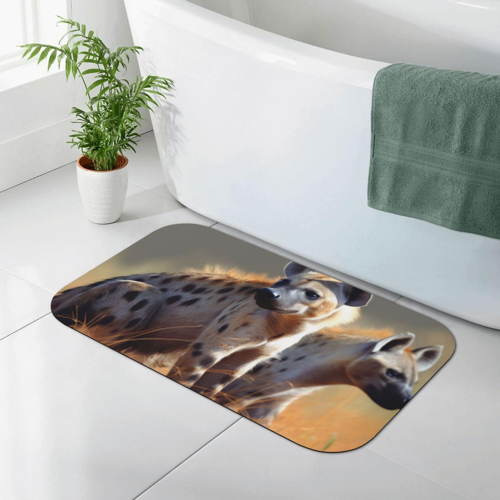 Tapis de bain diatomées hyène antidérapant pour éviter les chutes