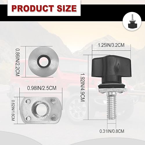 Miniatura 2 de Kit de tornillos de pulgar universales para Jeep Wrangler, cierre de extracción rápida, compatible con Jeep Wrangler YJ TJ JK JKU Sports Sahara