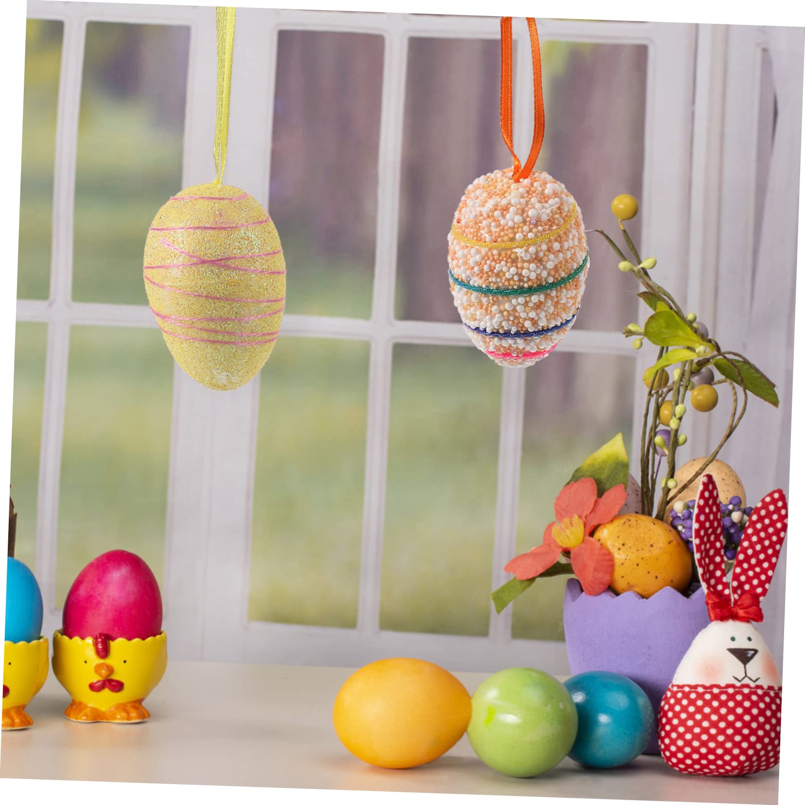 Cabilock 90stücke Bunte Ostereier Dekorationen Hängende Ornamente Für Ostern Für Osterbaum Und Frühlingsfeiern Gestaltete Eier Für DIY-Dekorationen