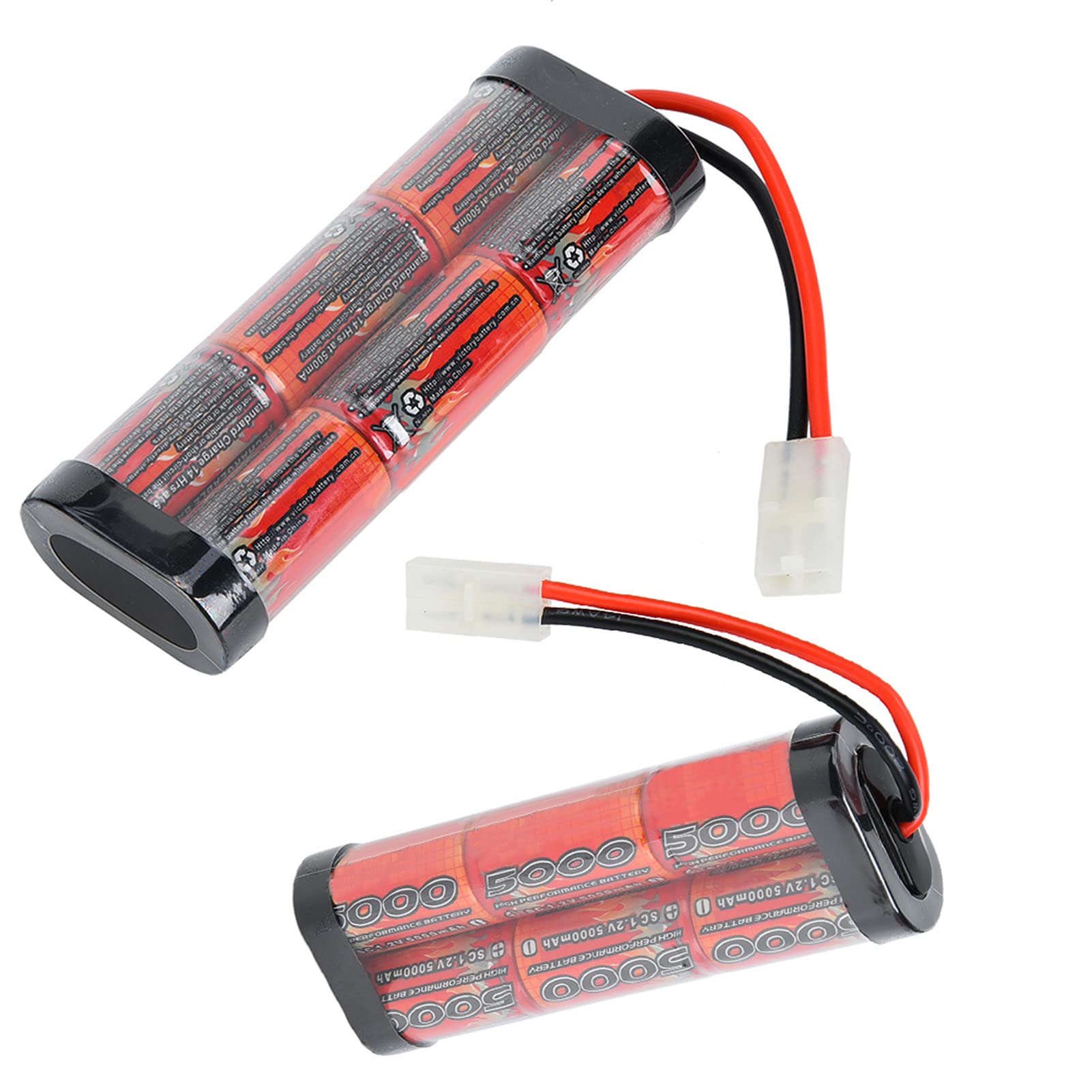 CHICIRIS Batteria Batteria da 5000MAH Ni MH 7.2V 5000MAH NIMH Ricaricabile Ad Alta capacità RC con Connettore per Auto da Corsa RC HPI Associata (BLACK)