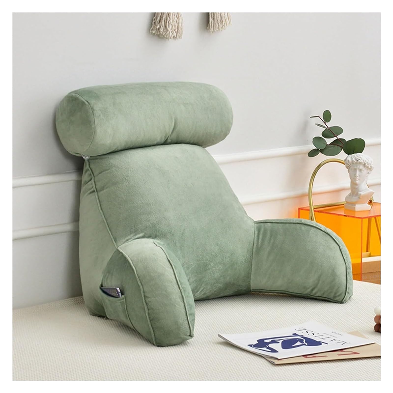 YKMYXZ support pillow， Backrest Multifunctional Support Teens,and Kids For Bed Rest,Arm,Back,Lumbar & Head Neck Coccyx Lower Cushion(Green)
