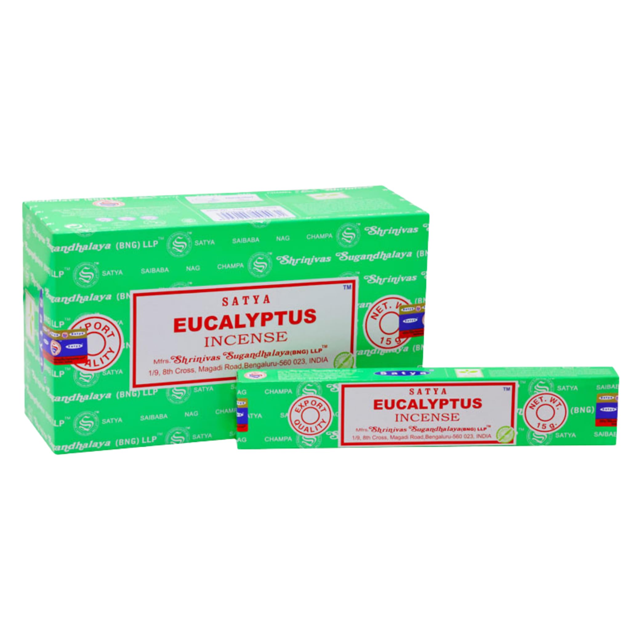 Satya Eucalyptus Incense Sticks 15 GMS Indian Perfumed Hand Rolled Agarbatti Perfect for Aroma Therapy, Relaxation, Church, Worship, Medication, Yoga (Green Certified) (12)