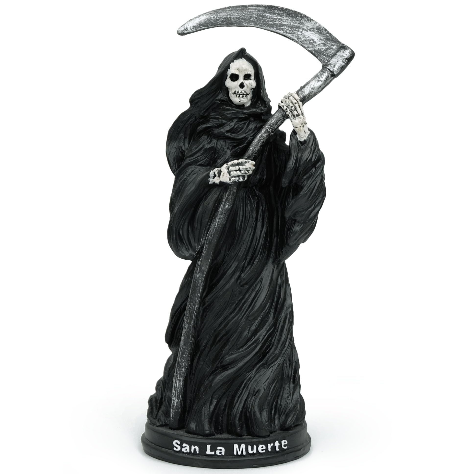 TRANSGOOD Santa Muerte Saint of Holy Death Holding Scythe Standing Religious Statue Reaper Figurine 7.7 Inch