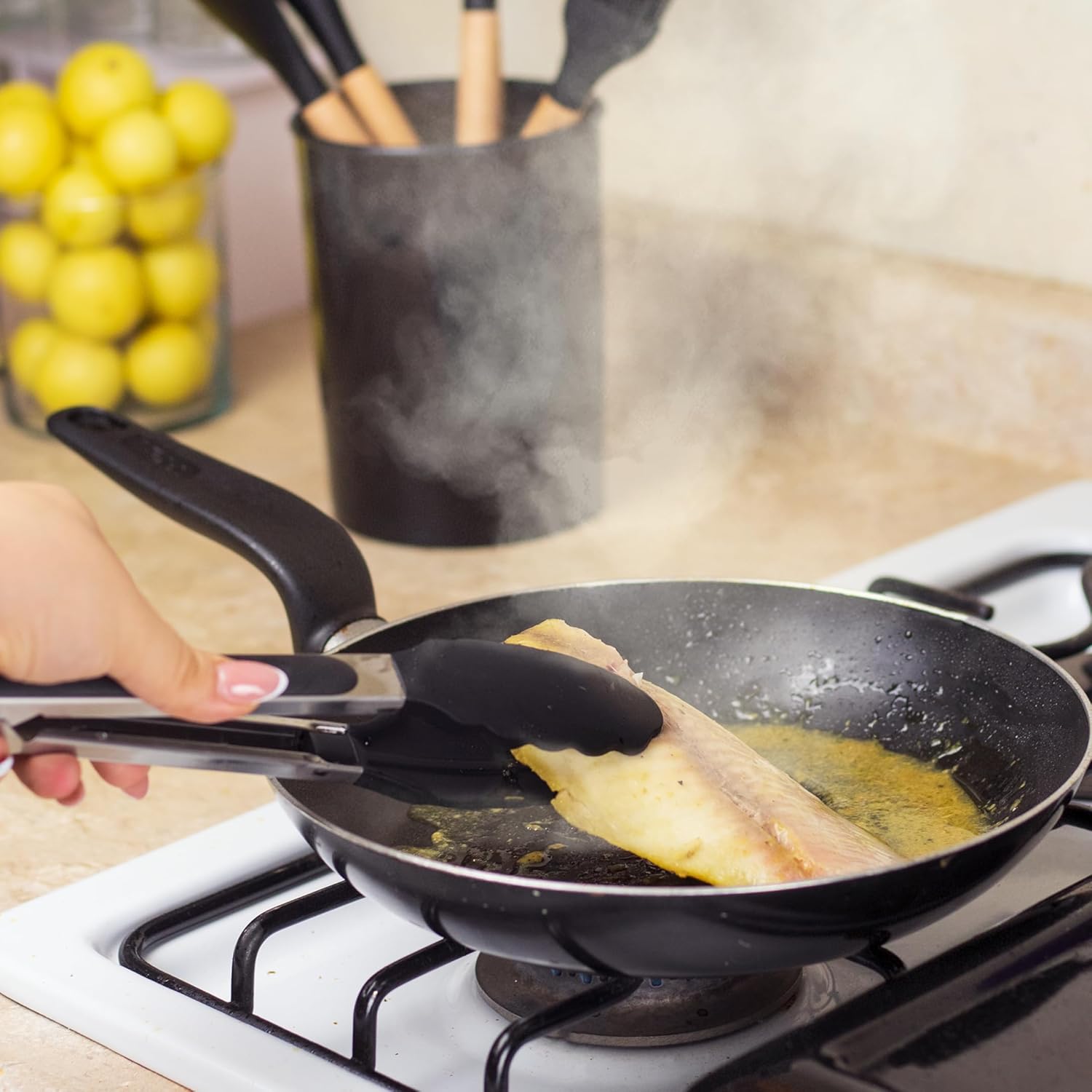 33-Piece Silicone Kitchen Utensils Set - Cookware Kit with Slotted Turner, Spoons, Ladle, Spatula, Measuring Cups & Spoons, Basting Brush, Egg Whisk, Tongs - Nonstick Cooking Accessories