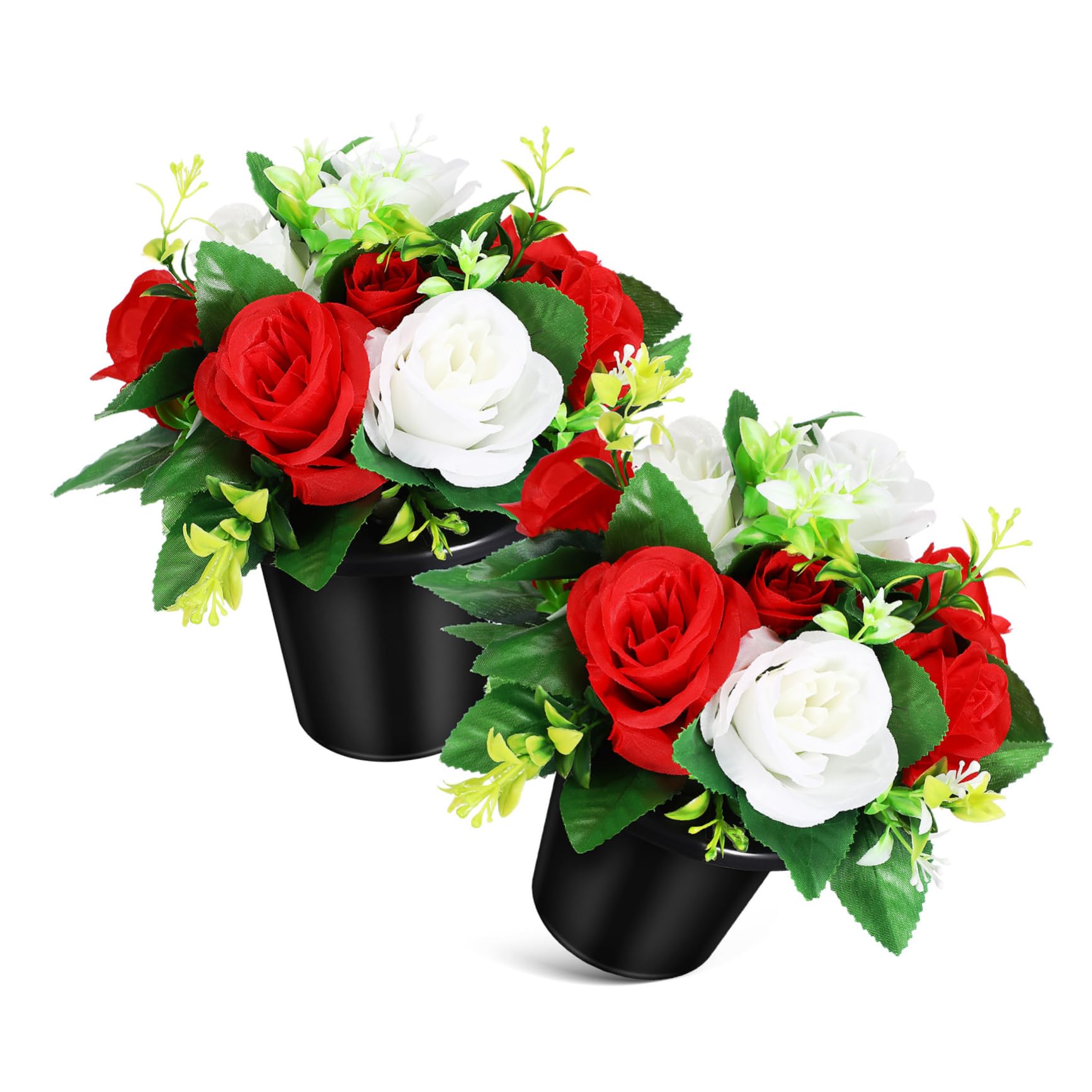 Fleurs artificielles pour la Journée du Souvenir : Lot de 2 ornements de tombe en tissu