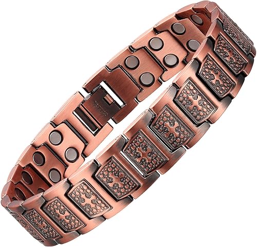Miniatura 20 de MagEnergy Pulsera de cruz de cobre para hombre, pulsera magnética de cobre ultra fuerte para hombre, pulsera de cobre ajustable con caja de joyería
