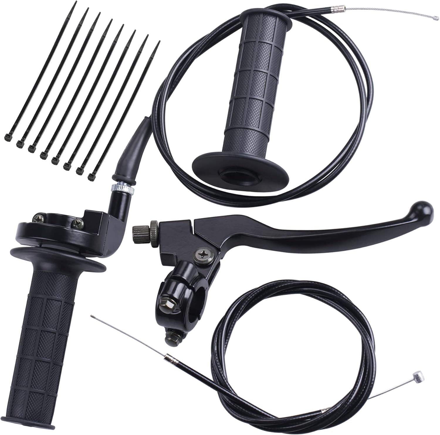Throttle Handle+Right Brake Lever, Handle, Brake Cable, Throttle Cable Compatible with Mb165 Mb200 196cc 200cc 5.5hp 6.5hp Doodlebug Bike, XR80 XR100 CRF70 CRF80 CRF100 Pit Dirt Motor Bike Mini Bike