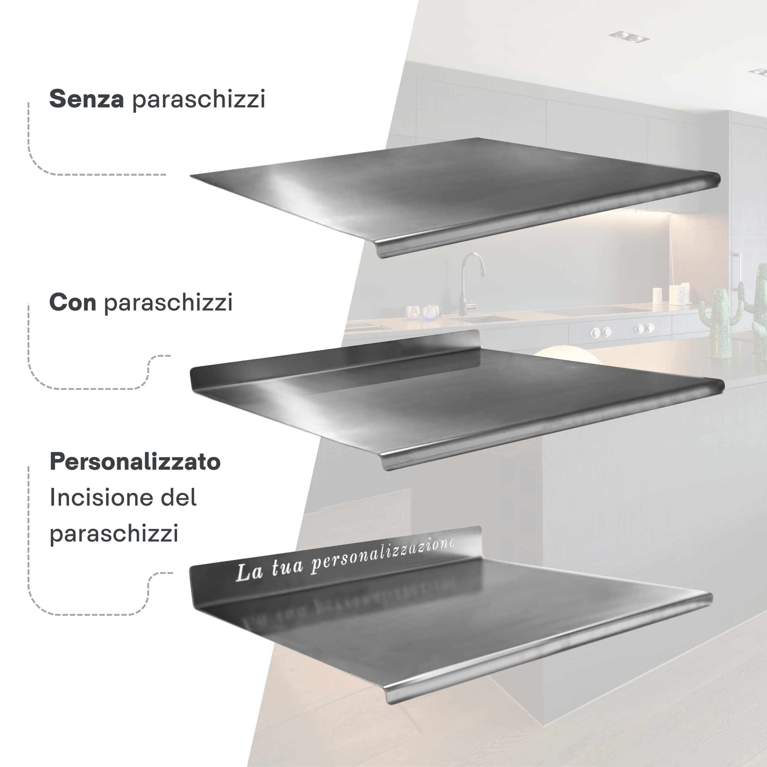 PRM Acciai Tagliere Acciaio Inox Misura Personalizzabile - Tagliere da Cucina e Spianatoia Acciaio Inox per Impastare Pizza, Pane, Pasta Sfoglia, Cioccolato e Dolci - Larg 900x500 Piega 20mm Alz 70mm