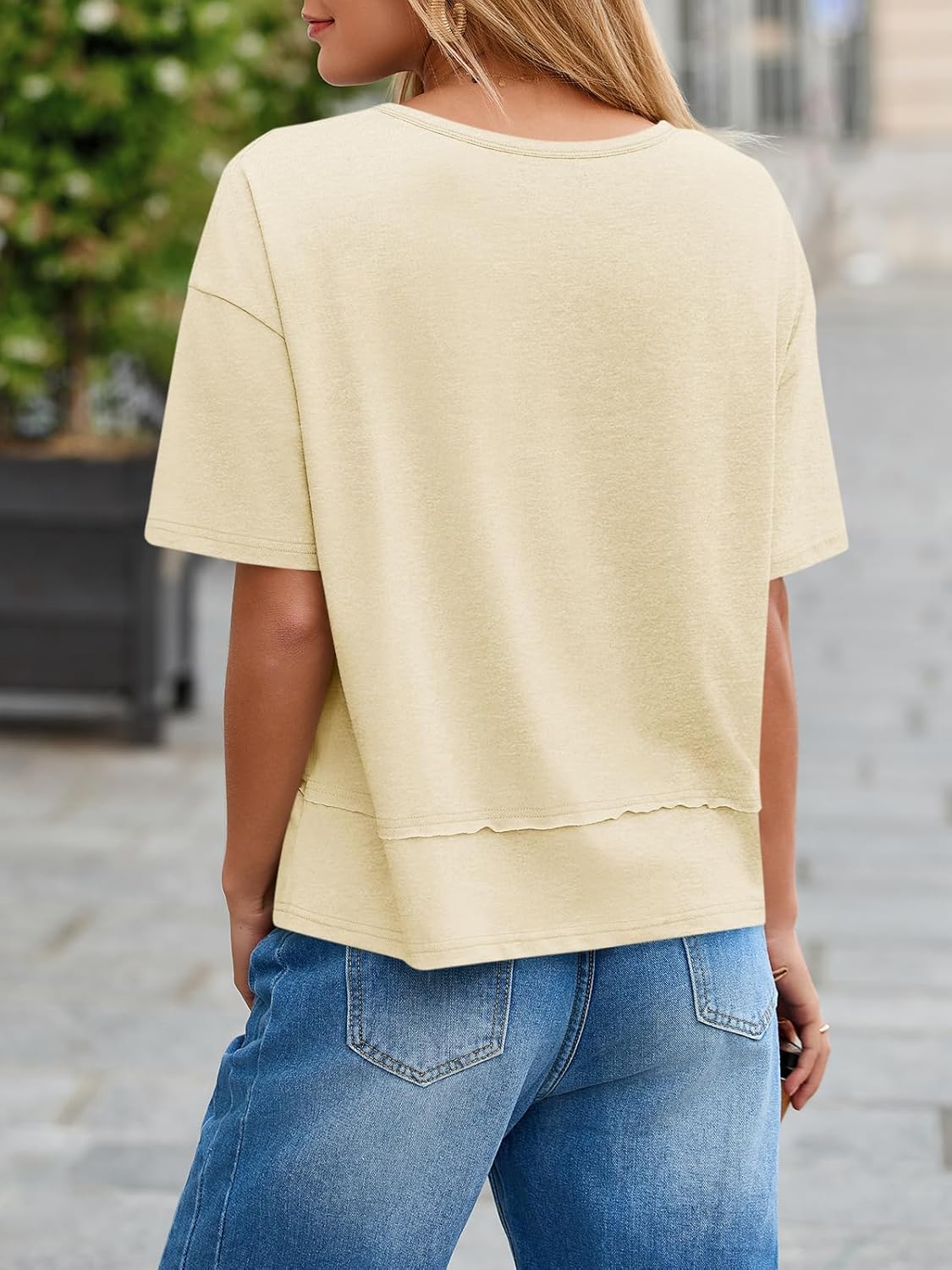 Cicy Bell Womens Summer V Neck T Shirts Casual Short Sleeve Flowy Tops Cute Loose Fit Basic Tees - Image 5