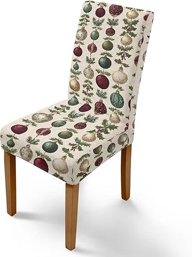 Miniatura 60 de Rnyleeg Juego de 1 fundas de asiento de Feliz Navidad para sillas de comedor, fundas elásticas suaves y cómodas para sillas de comedor con estampado