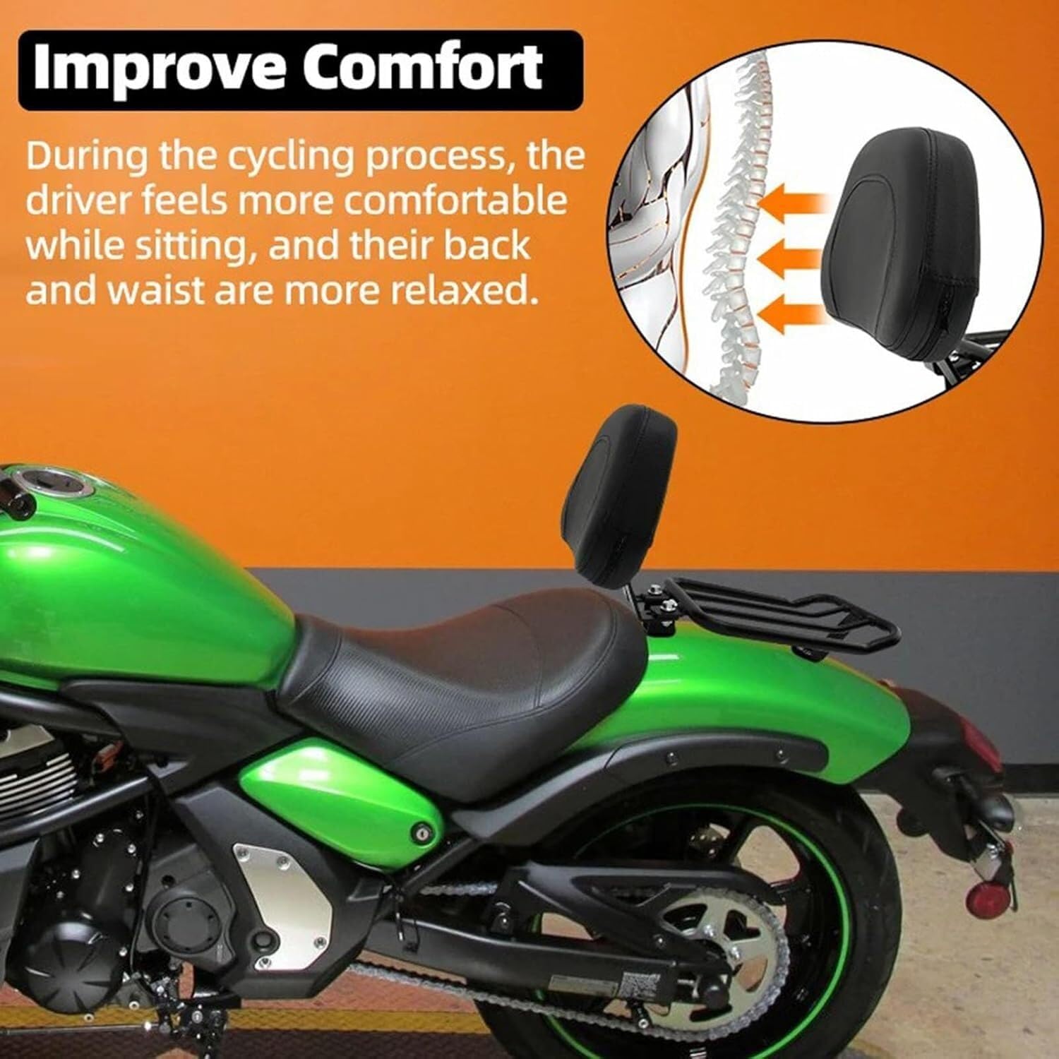 Motorrad Sissy Bar Fahrer Rückenlehne mit Gepäckträger mit 2015–2023 Vulcan S 650 VN EN VN650, Laderaumablage, Zubehör for den hinteren Beifahrersitz