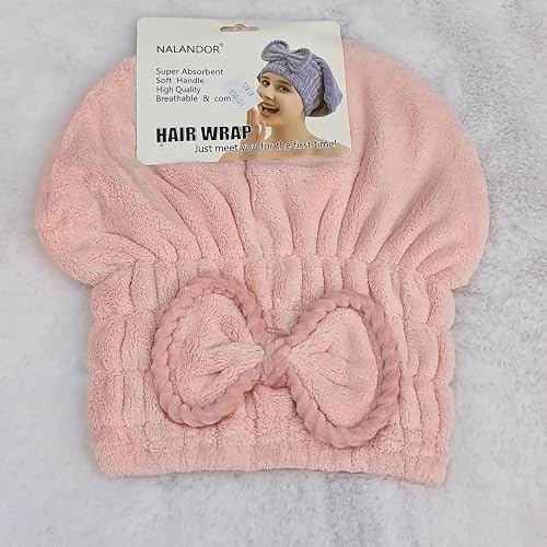 Hair Wrap Towel Cap with Bow, Super Absorbent 1 Piece
