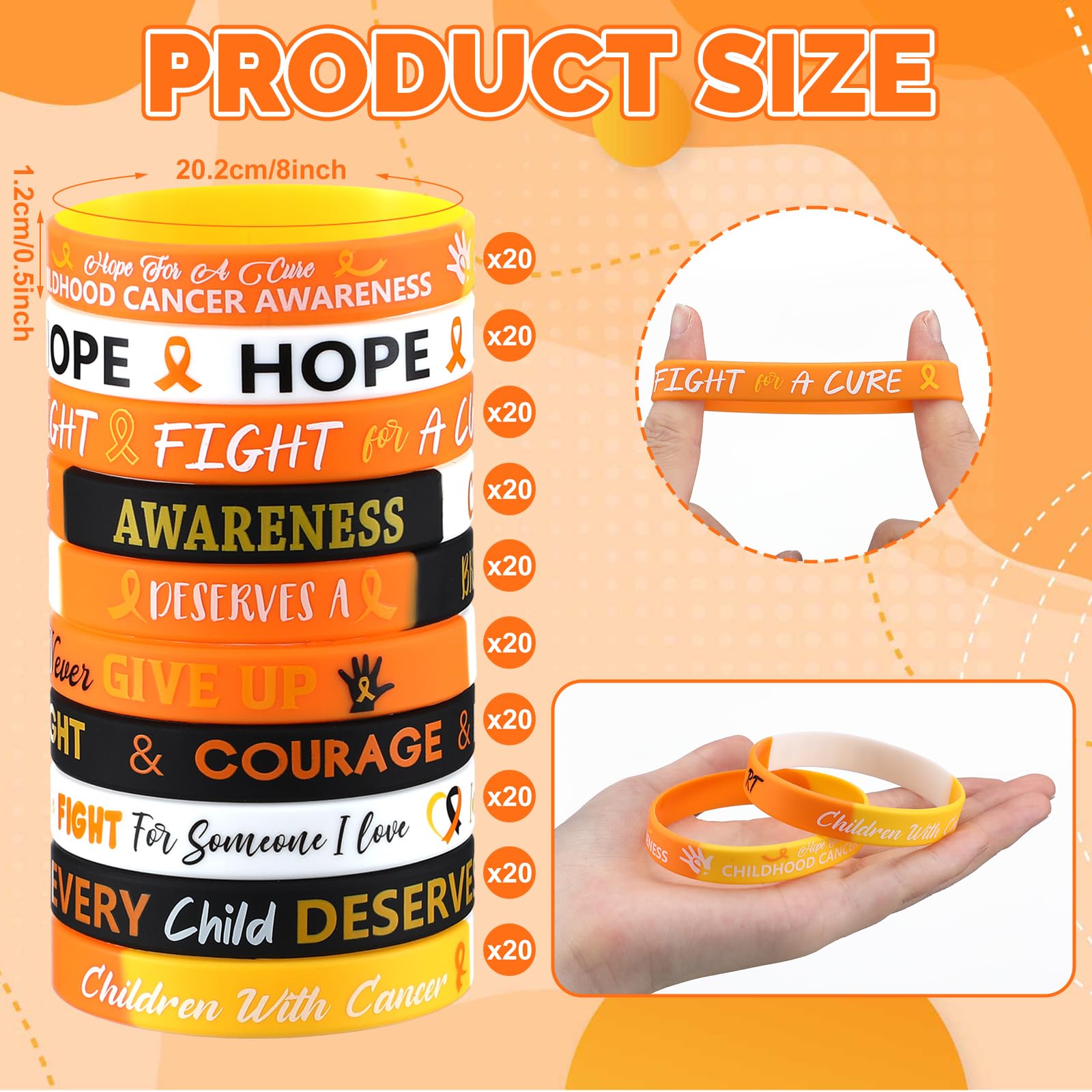 Snapklik.com : 200 Pcs Childhood Cancer Awareness Silicone Bracelets ...