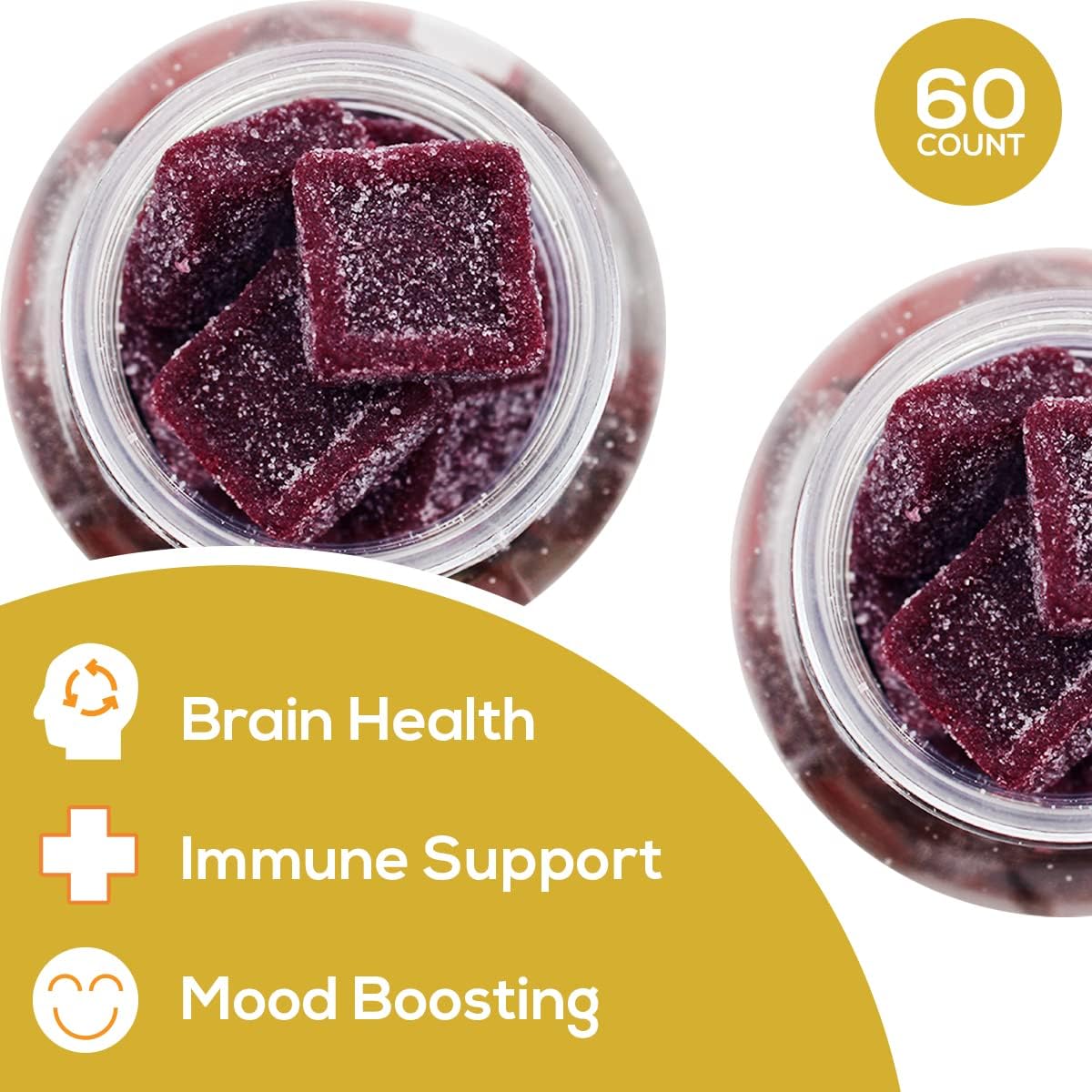 Multi Mushroom Gummies 7 Blend - Mushroom Complex 21,000mg - Immune Support, Brain Health, Mood Booster, Energy - Vegan, Non-GMO - 120ct