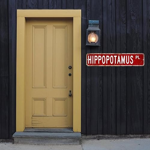 Miniatura 3 de godblessign Letreros de arte de pared de hipopótamo, regalo para hipopótamo, letrero de metal vintage francés para amantes de los animales, letrero