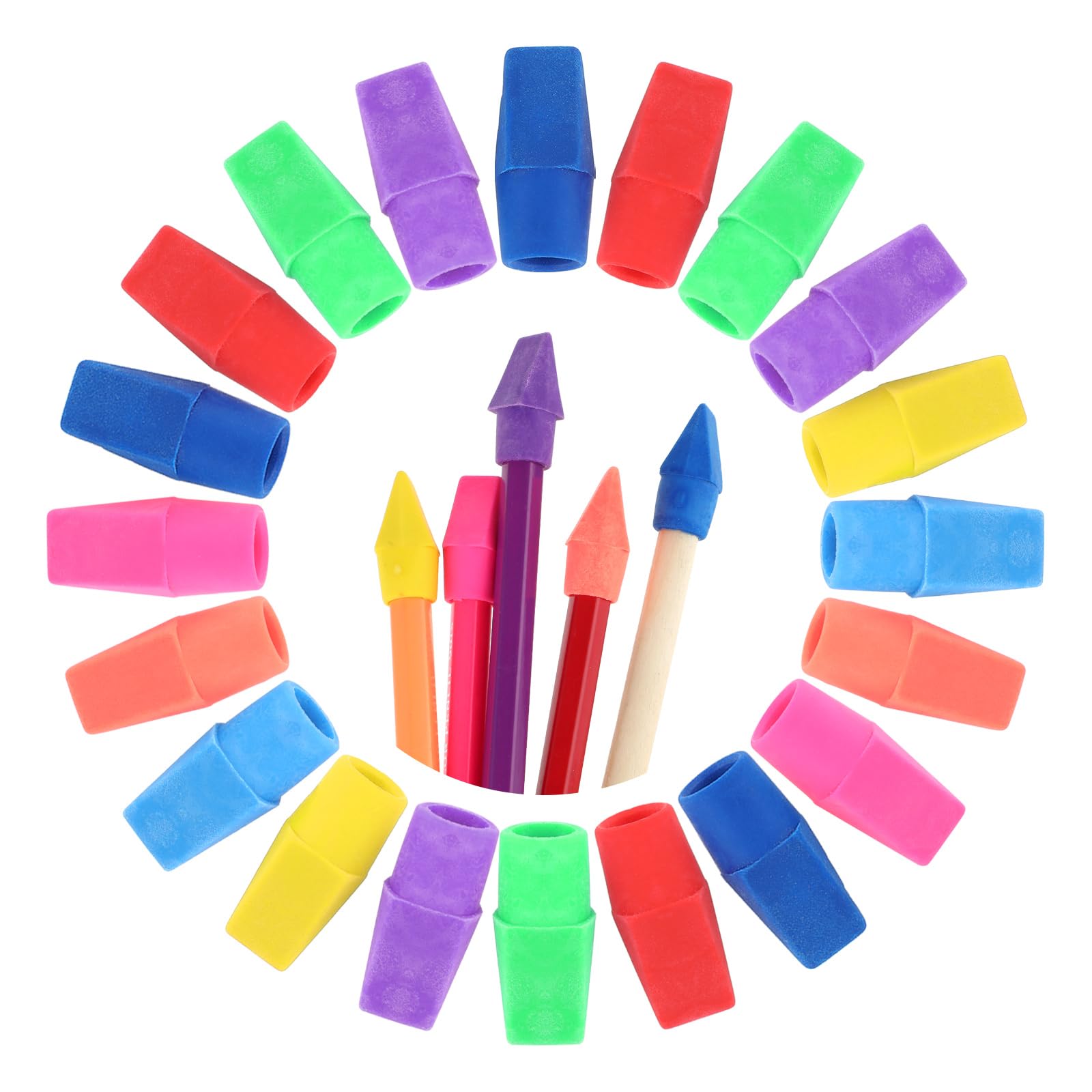 Sibba 20pcs Gomme Per Matite Gommini Per Tappi Di Matita Di Colore Neon Tappi Per Matite Per Bambini Set Di Gommini Per Matite Per Studenti Disegno Artistico Insegnanti E Materiale Scolastico