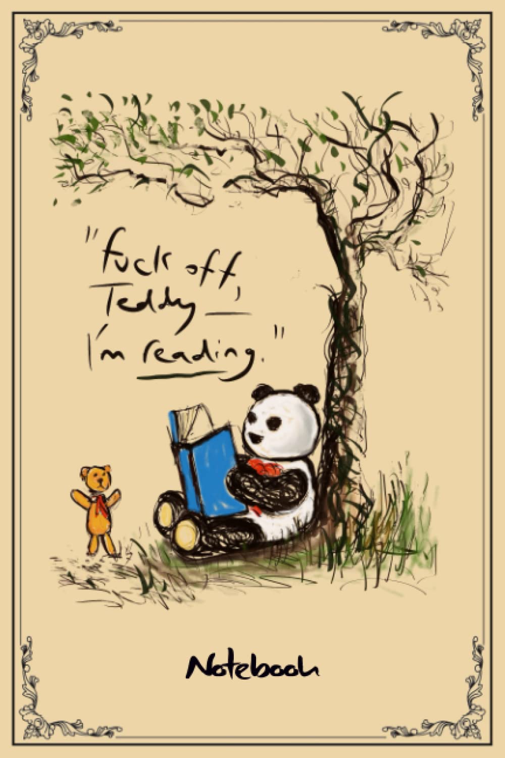 Notebook - The oil paint The Panda, the Cat and the Dreadful Teddy Journal notebook 159: A Blank Lined College Ruled Journal Notebook Gifts for Kids and Teenagers for Writing and Journaling
