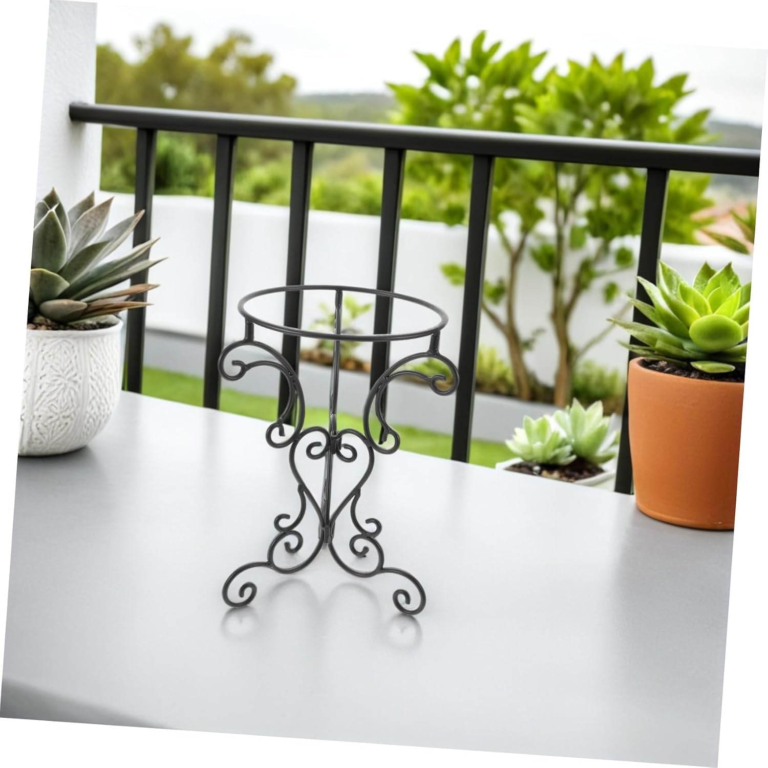 Gazing Globe Stand , and Wrought Iron . Bird Bath Pedestal Base for Elegant Artistic Sphere Display Holder with Easy Maintenance and Versatile Outdoor Functionality Outdoor Lawn