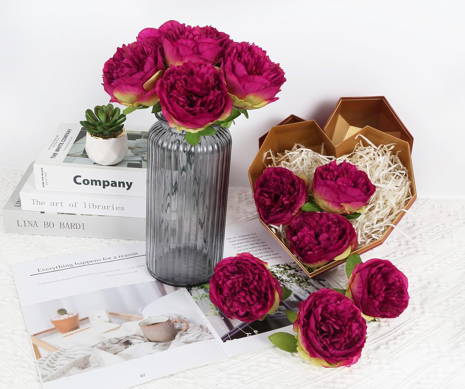 Artificial Peonies 16pcs Artificial Flowers Peony Silk Flower Heads with Stem Purple Fake Flowers Peonies Faux Flowers Realistic Flowers for Home Wedding Party Festival Decor (Purple) - Image 5