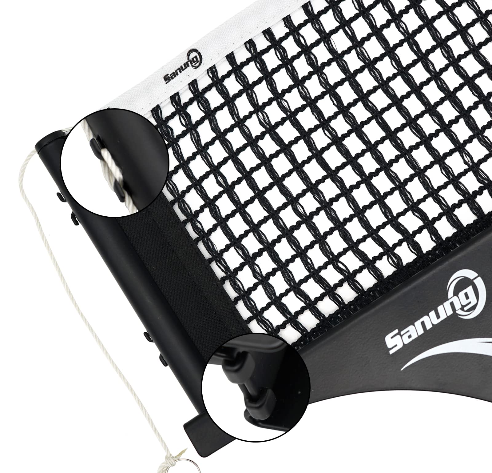 Sanung S405 - Juego de red y postes de tenis de mesa, plegable, profesional, de alta resistencia, con tornillo de sujeción con base estable para mesa estándar, fácil de transportar