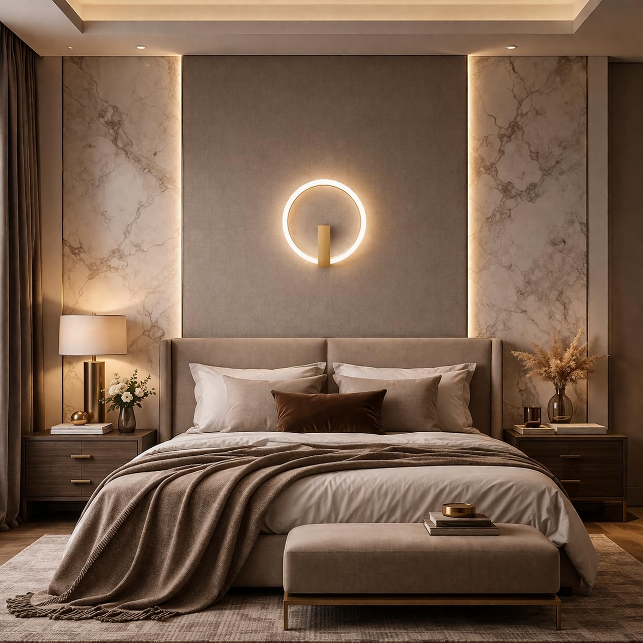 Lámpara dorada elegante Arcadia Circe aplique pared interior LED diseño moderno 8