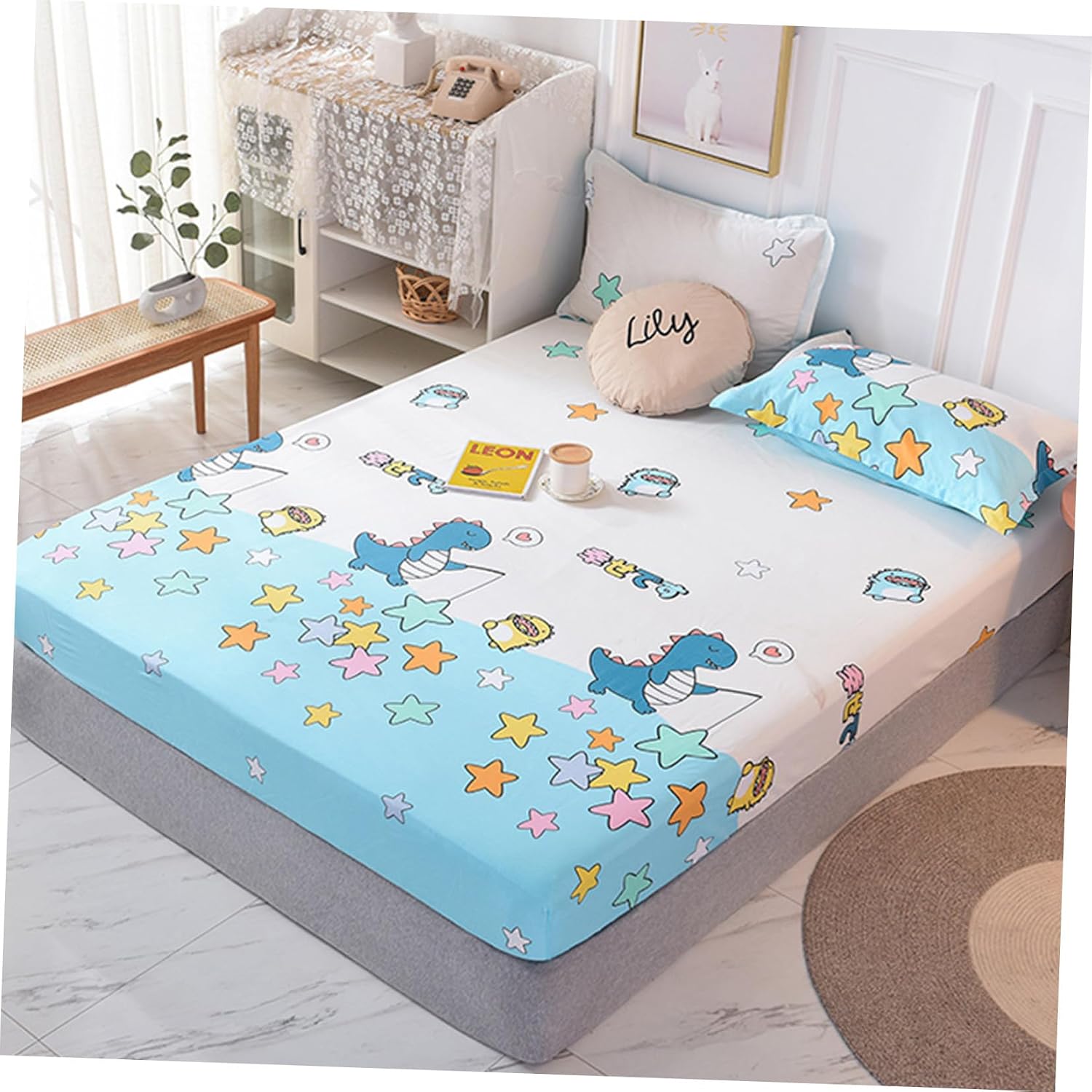 Cotton Fitted Bed Cover for Bedroom with Anti Skid Full Protection