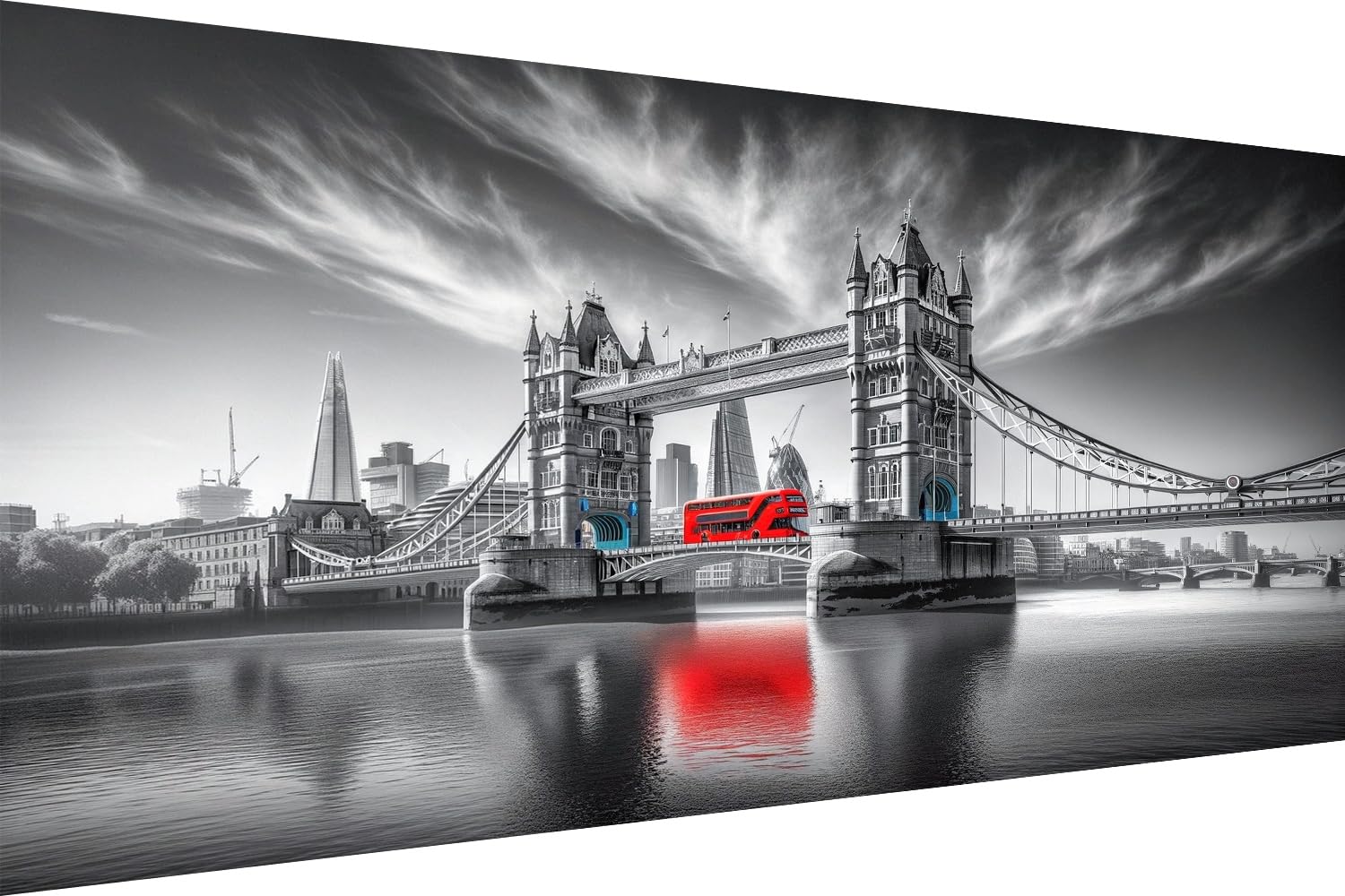 Diamond Painting Diamant Malerei Kits Home Dekoration Geschenk für Erwachsene Kinder 5D DIY Full Drill Set Malen nach Zahlen Strass Stickerei Roter Bus der Tower Bridge,Quadrat Bohrer,200X100cm