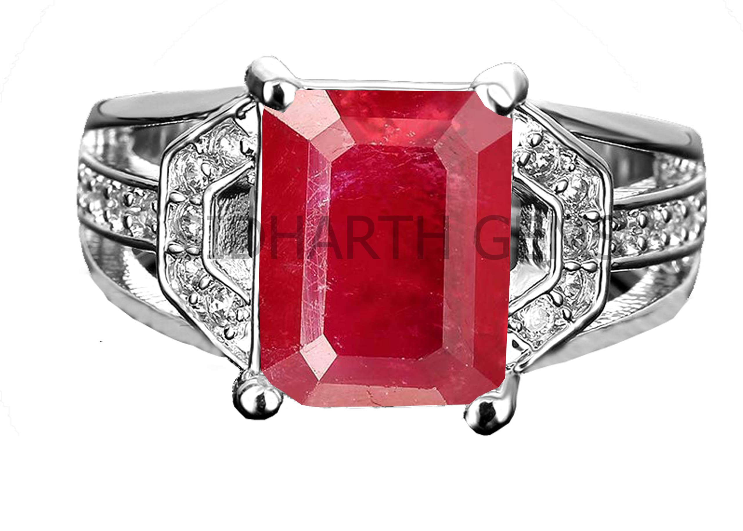Ruby Stone 7.25 ratti / 6.00 carat with Lab Tested Certified untreated Natural Manik Gemstone manikya Brass Finger Adjustable Ring for Women and Men, Metal, Ruby, Metal, Ruby