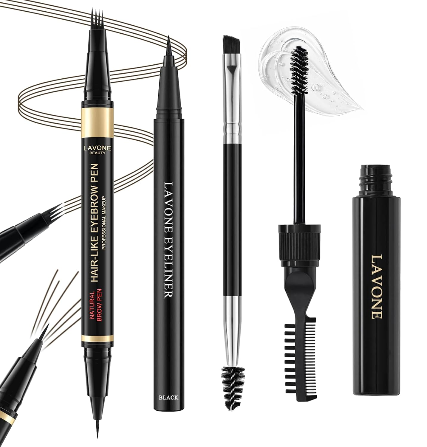 Eyebrow Makeup Kit,Waterproof Brow Pencil,Gel,Eyeliner-Ash Brown