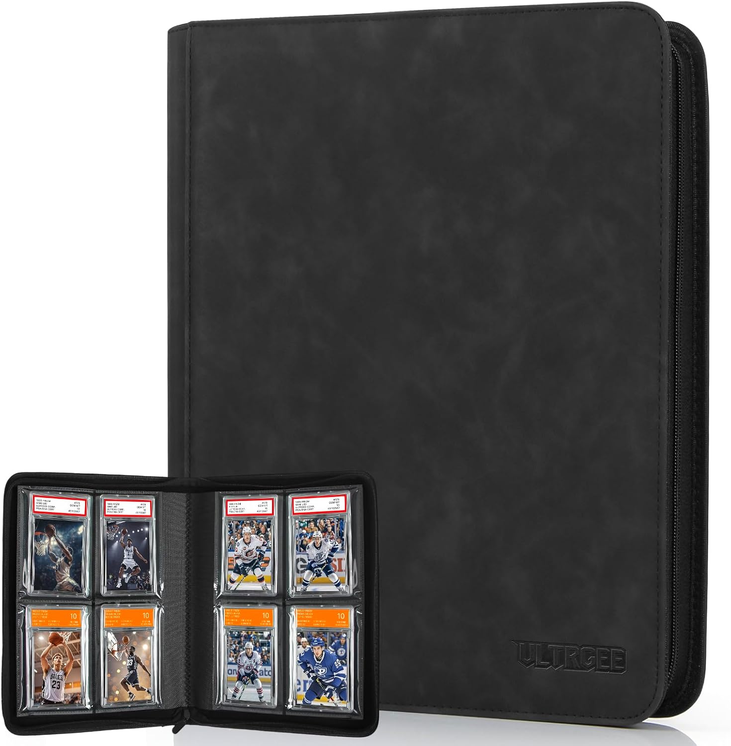 Graded Card Binder, Storage Binder for Graded Cards - 4 Slot, PSA Card Display Album compatible with PSA/CGC/PCG Slabs, Holds 40 Graded Cards (Black)