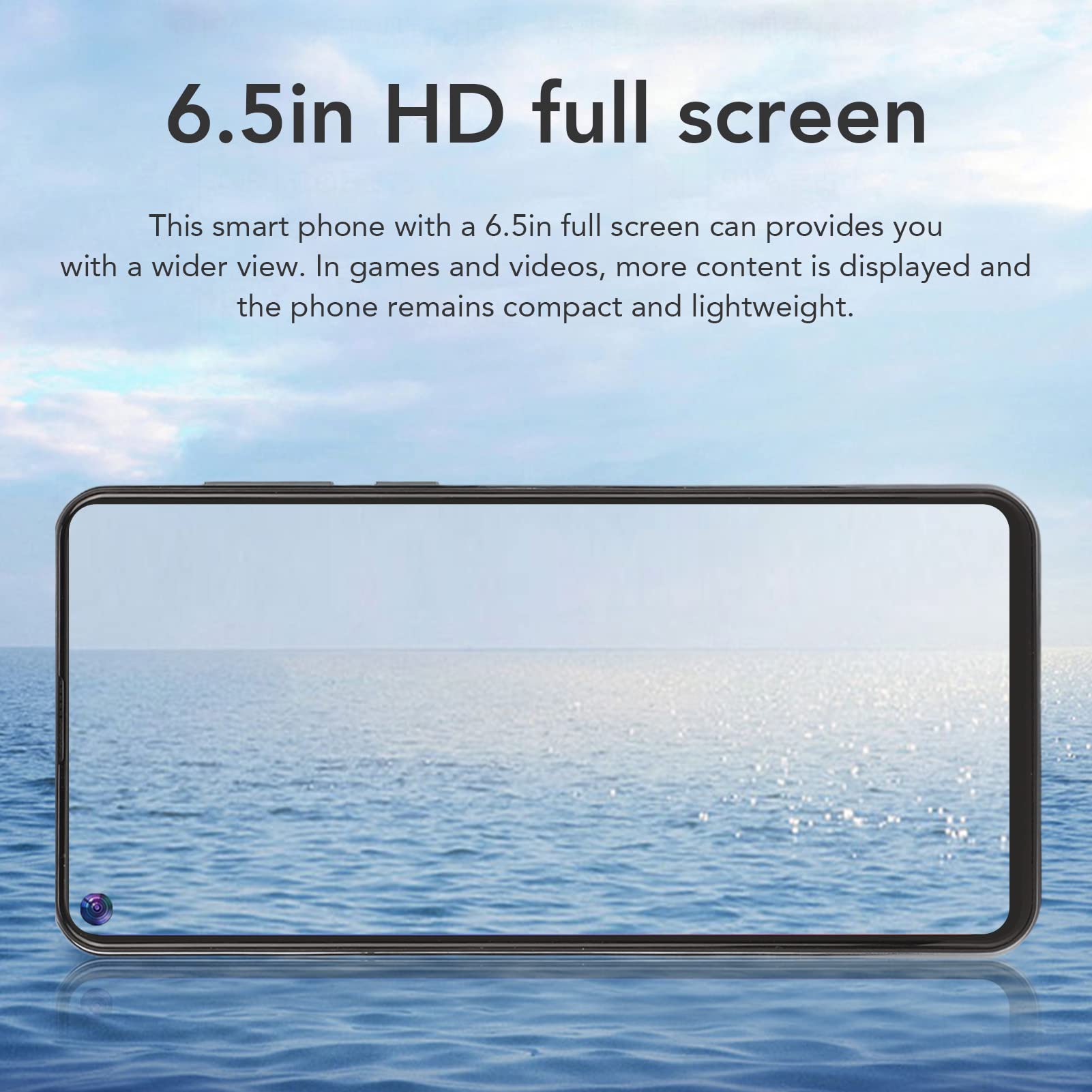 6,5-calowy Smartfon 5MP Rozpoznawanie Twarzy 20h 6800mAh 4GB 64GB 4G Telefon Komórkowy z Zestawem Słuchawkowym dla Biznesu (Srebrny i niebieski gradient)