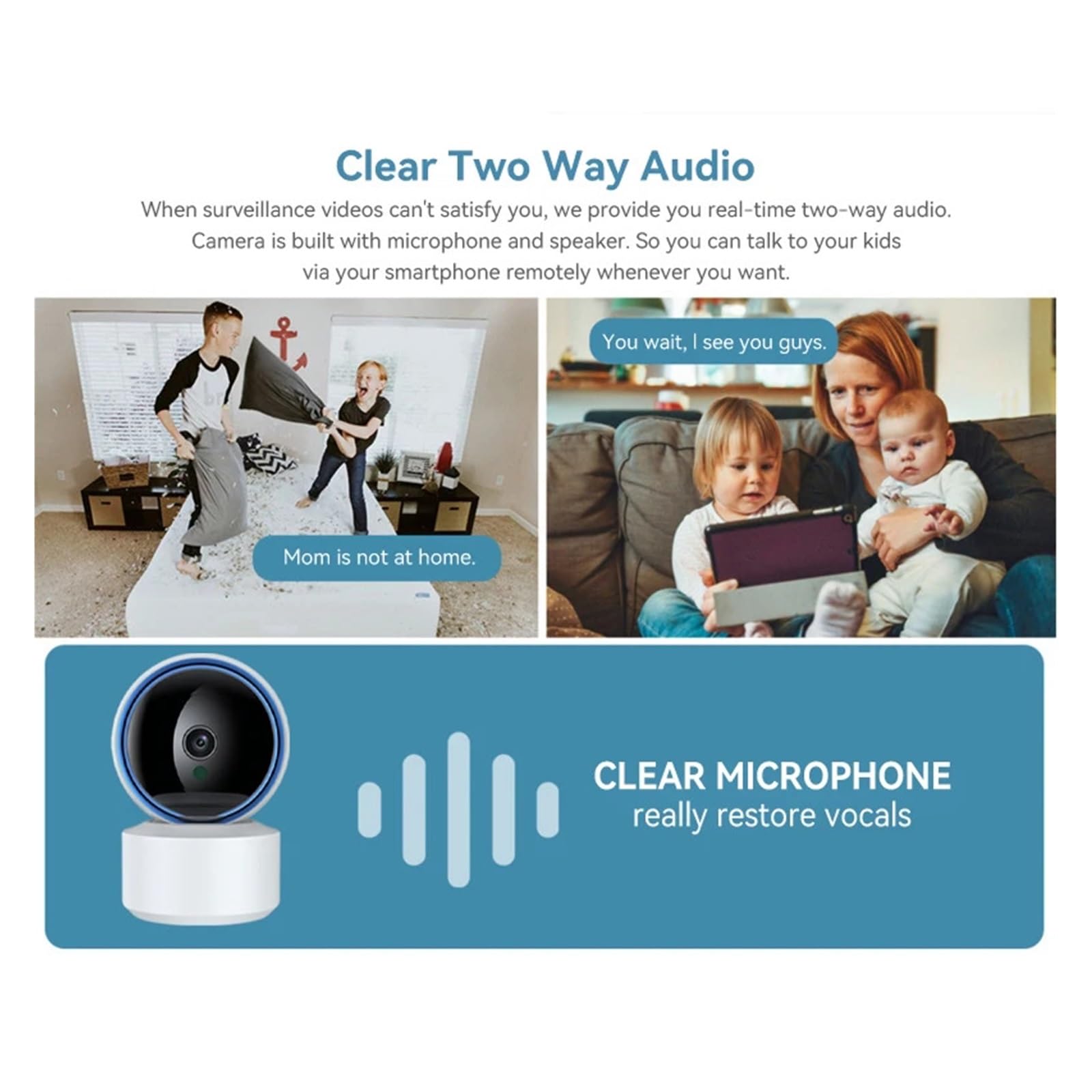 Telecamera di sorveglianza di sicurezza for bambini wireless PTZ for interni