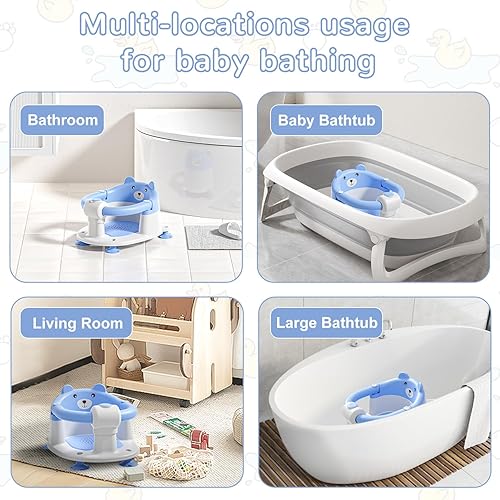 Miniatura 7 de Asiento de baño para bebés de 6 meses en adelante, asientos de baño antideslizantes para bebés sentados, silla de bañera segura para bebés y recién