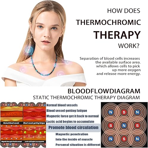 Miniatura 4 de Collar de terapia magnética, collar de hematita, collar magnético de obsidiana negra, alivio natural del dolor, drenaje linfático, desintoxicación