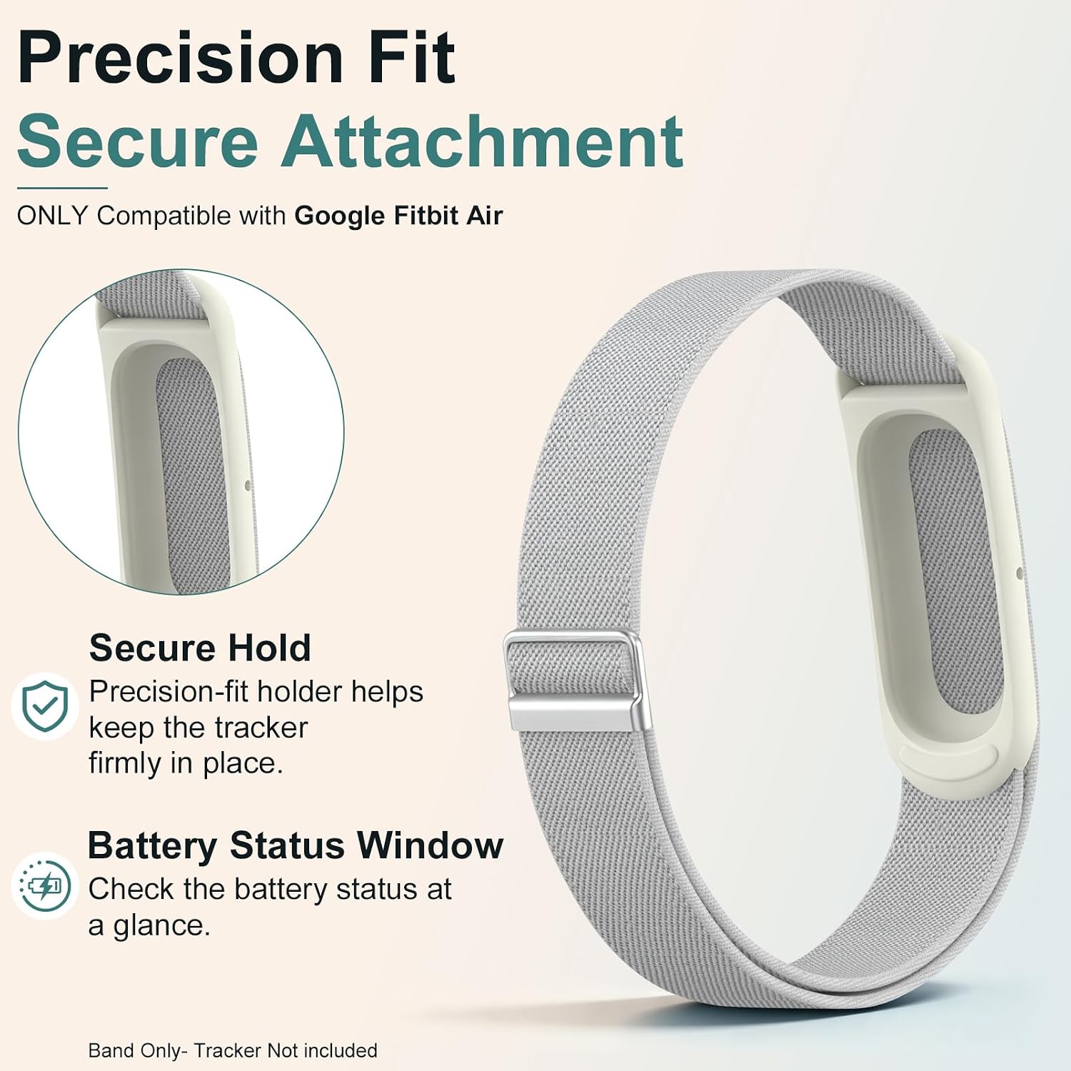 HSWAI Elastic Sport Nylon Compatible with Google Fitbit Air Band | Adjustable Breathable Stretchy Replacement Wristband Strap for Women Men image 4