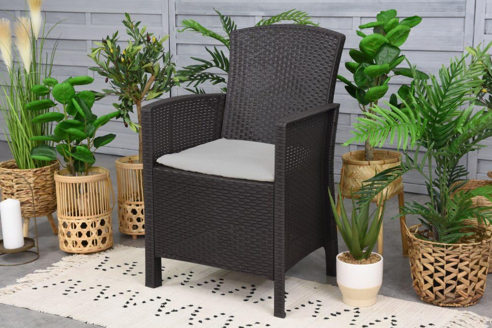 Dmora - Set Salotto da Esterno Urano, Set da Giardino con Cuscini, Salottino Indoor e Outdoor Effetto Rattan, 100% Made in Italy, Antracite