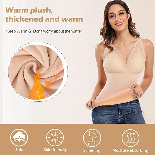 Miniatura 2 de JOYSHAPER Ropa interior térmica sin mangas con forro de capa base para clima frío invierno camisas térmicas largas camisetas térmicas