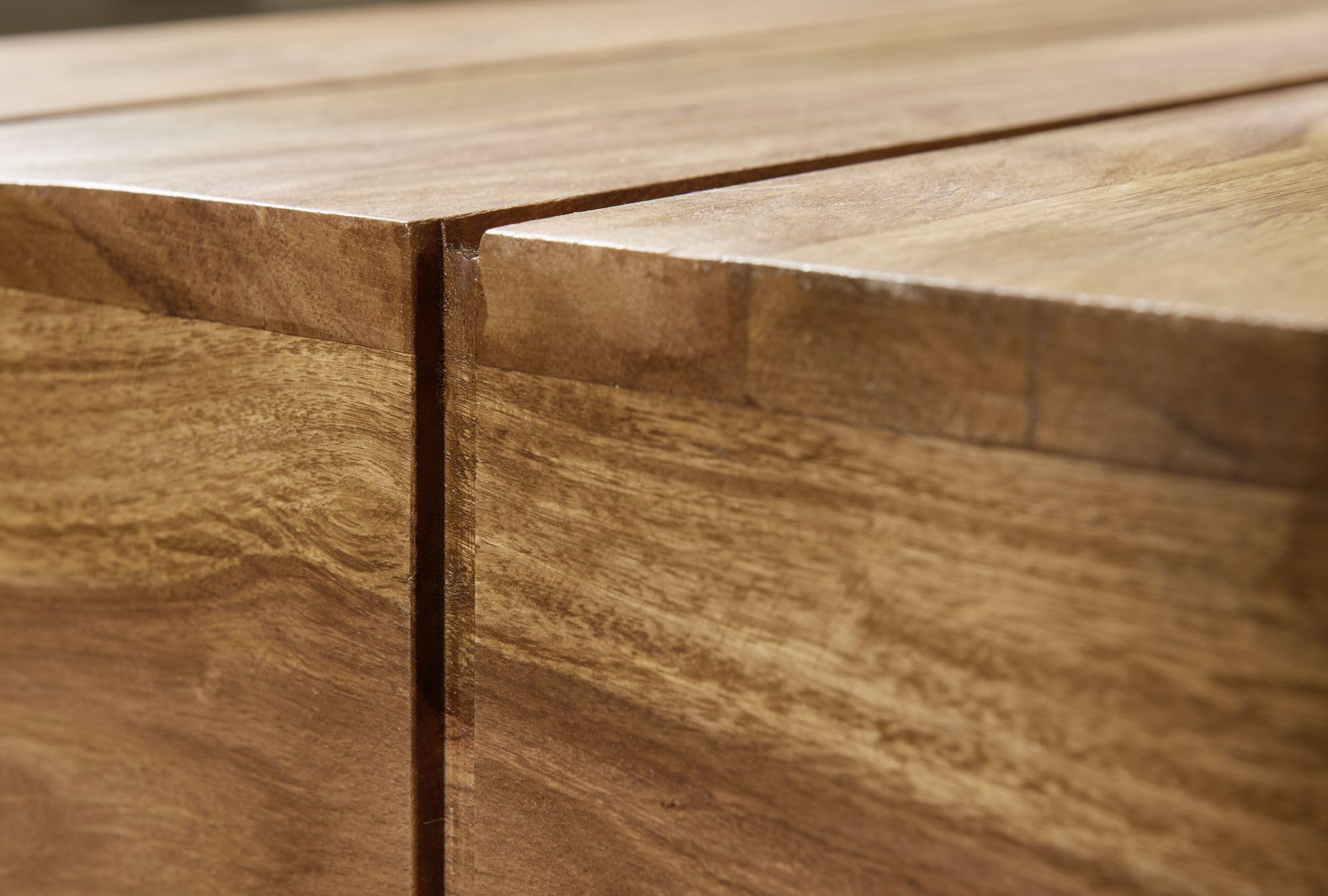 FineBuy Tavolino 120x45x30 cm Acacia Massello Marrone, Design a Blocchi