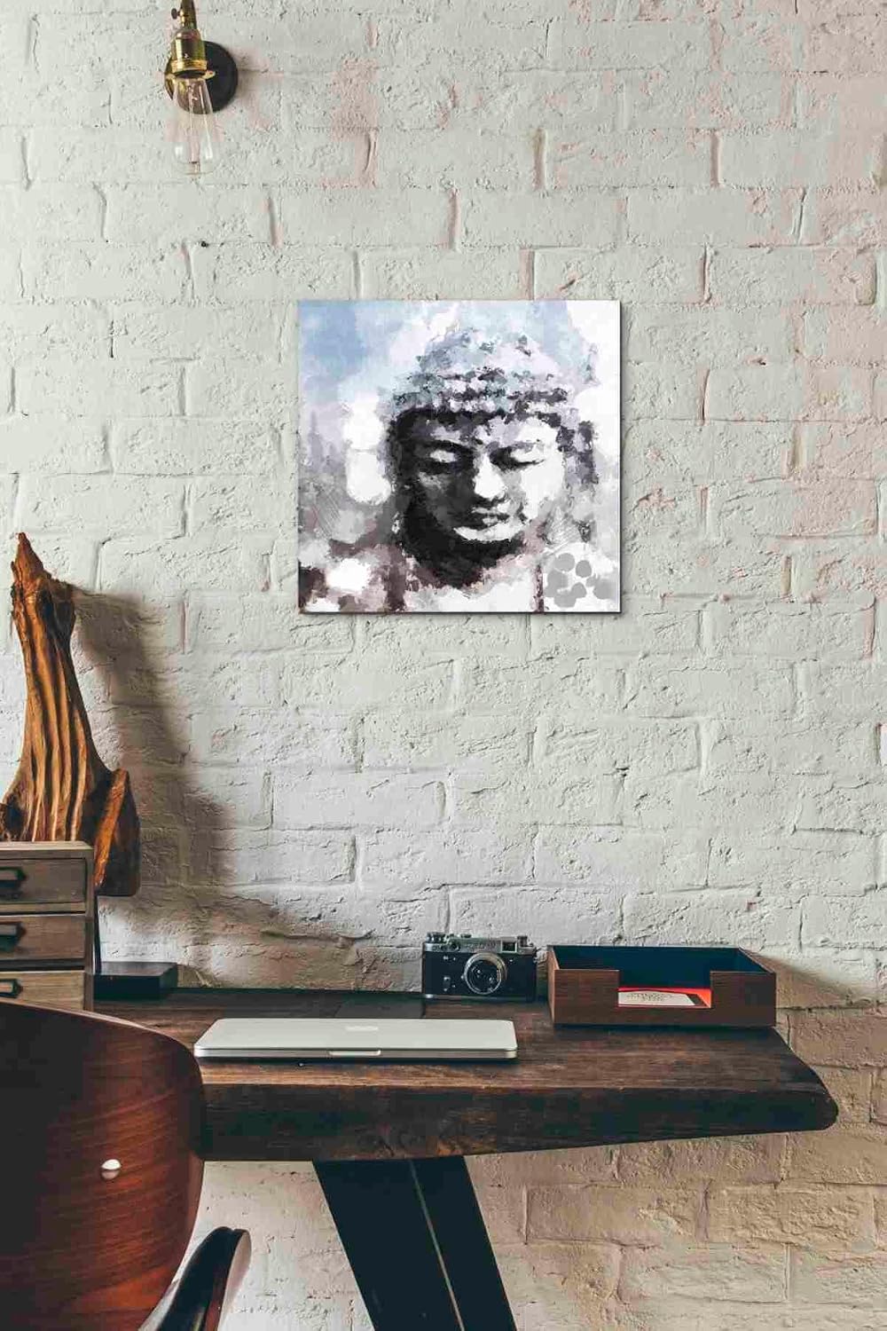 Epic Graffiti 'Peaceful Buddha I' by Linda Woods, Canvas Wall Art, 12"x12"