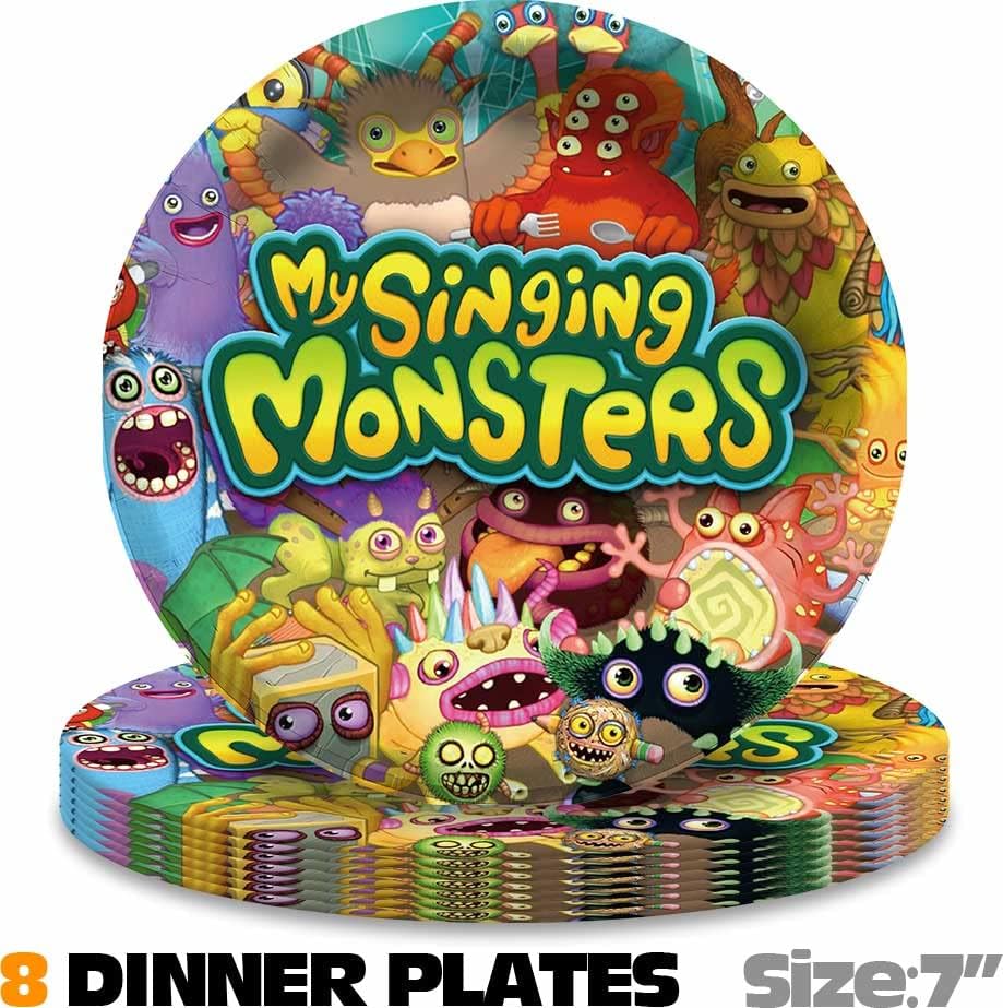 Miniatura 2 de My Singing Monster Party Supplies Platos Decoraciones Decoración Pastel de Cumpleaños Decoración Banner Decoración Globos Telón