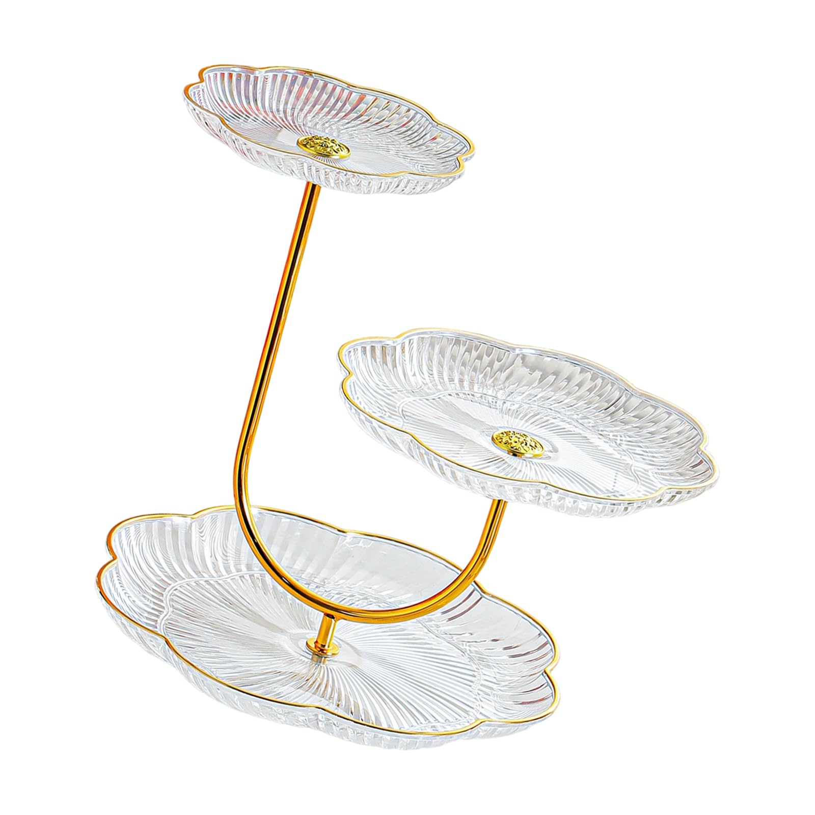 PANGBOER Pastry Display Stand with Gold-Tone, 3 Tiers Serving Trays Fruit Platter Cupcake Dessert Plate for Tea Table Use Dessert Stand Fruit Tray Pastry Display Tea Table Serving Tray Party Home