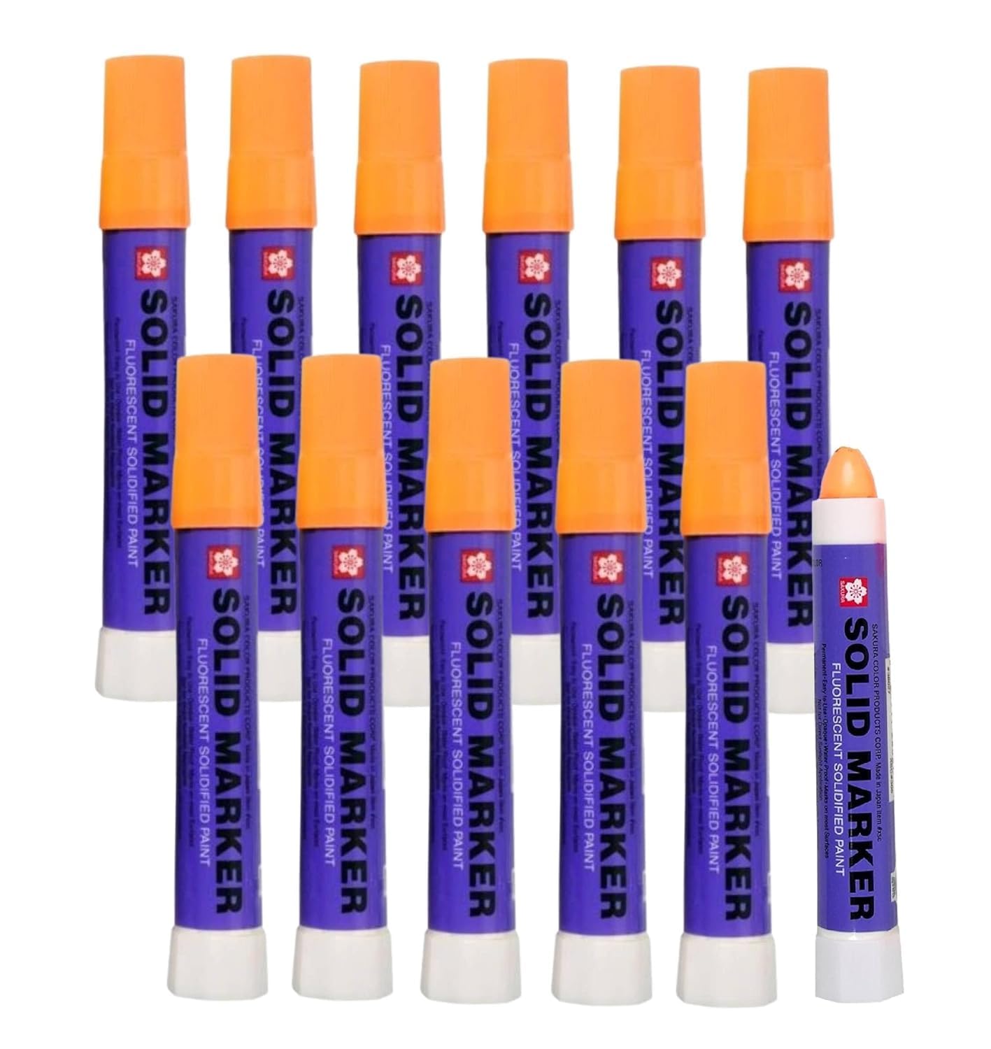 Sakura Solidified Paint Solid Marker (Box of 12), Fluorescent Orange,  XSC-305
