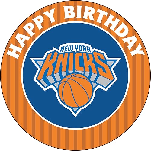 7.5 NY Knicks - Decoración redonda comestible para tartas de cumpleaños, pastel de cumpleaños