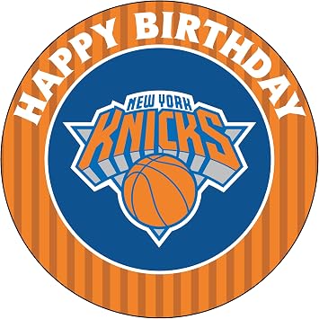 7.5 NY knicks Cake Topper Round Edible Birthday Cake Decorations, Happy Birthday Cake