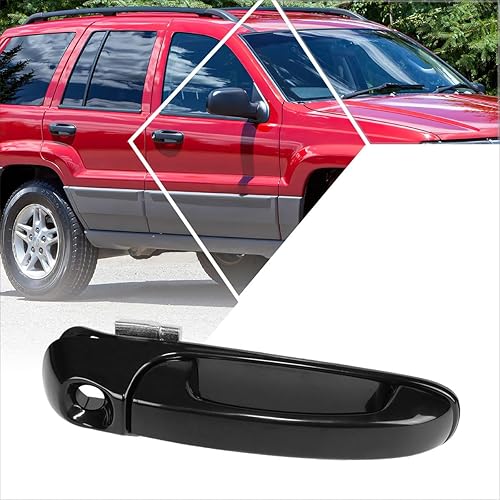 Tirador de la puerta del lado del pasajero delantero derecho con cerradura compatible con Jeep Grand Cherokee 99-04, color negro liso