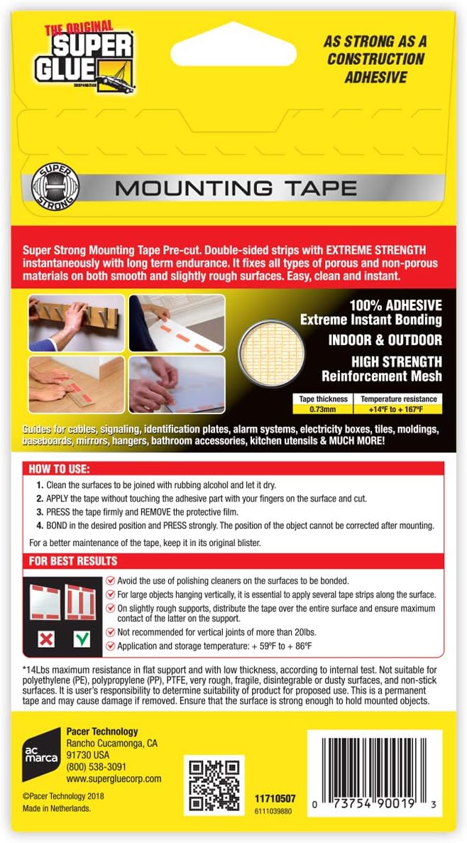 Super Glue 11710507 Total Tape Pre-Cut Strips : Office Products