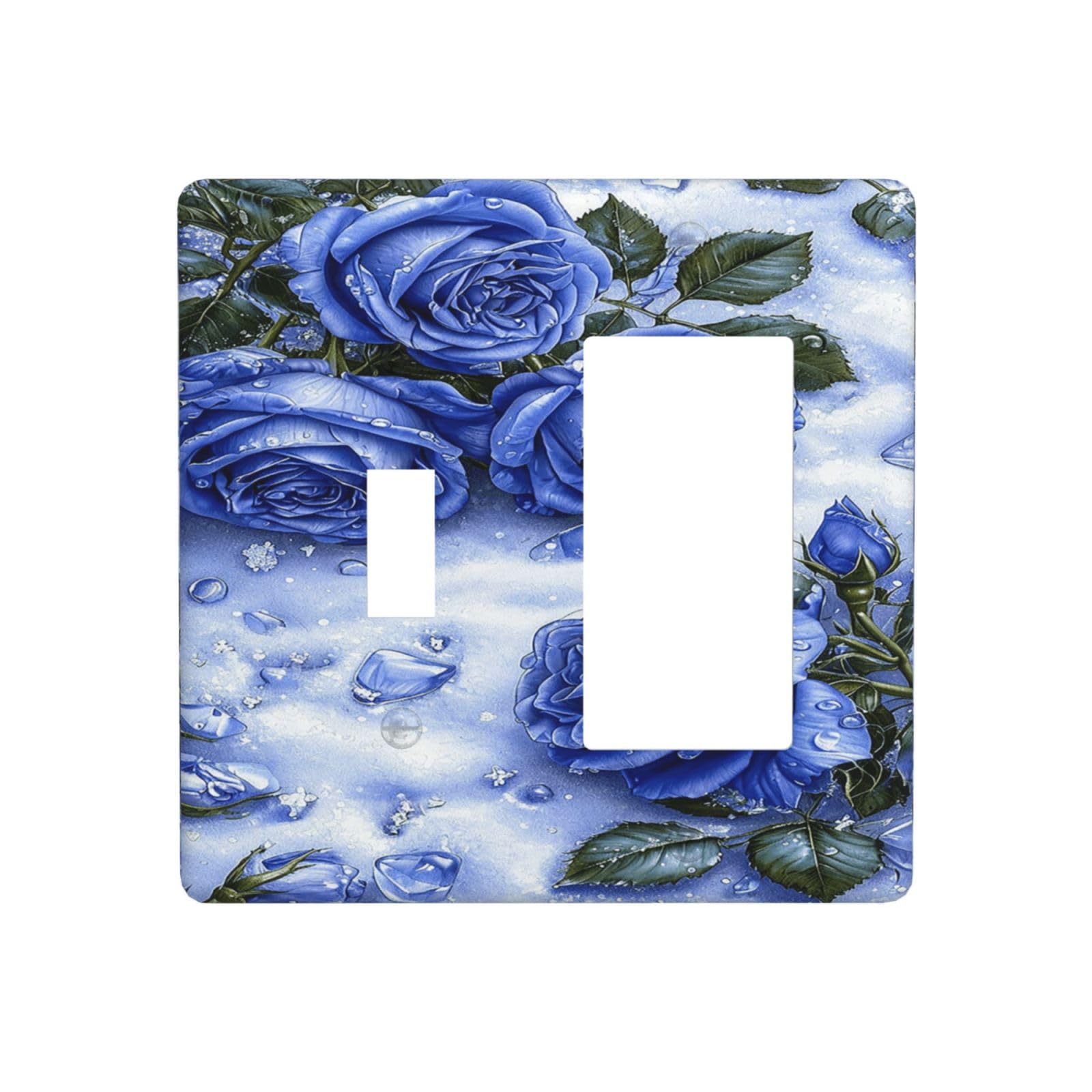 Plaque d'interrupteur pour remplacer plaque blanche unie motif rose bleue art decoration